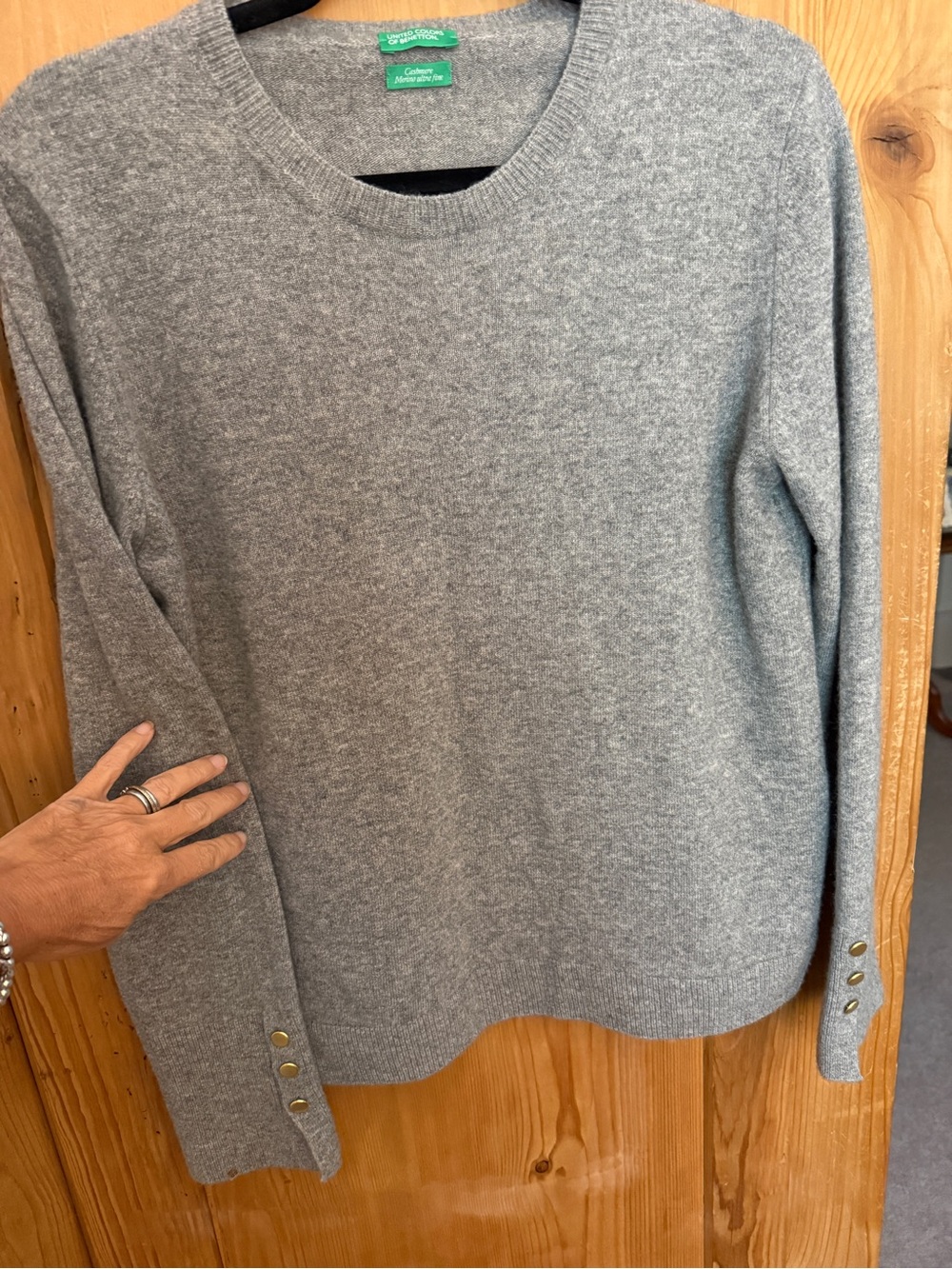 STUNNING United Colors Of Benetton Cashmere Blend Light Gray Crewneck Sweater